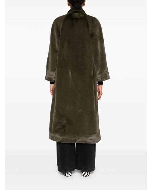 Parlor Green Scarf-Detail Faux-Fur Coat