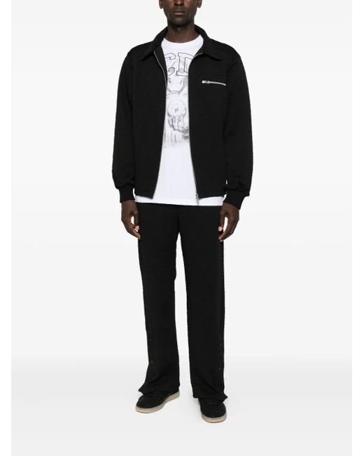 Gcds Black Cotton Zip-Up Jacket for men