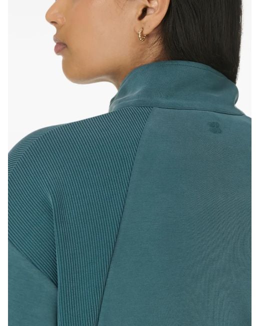 Sweaty Betty Green Sand Wash Ribbed-Panel Quarter-Zip Sweatshirt