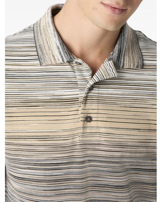 Missoni Gray Striped Ombre Polo Shirt for men