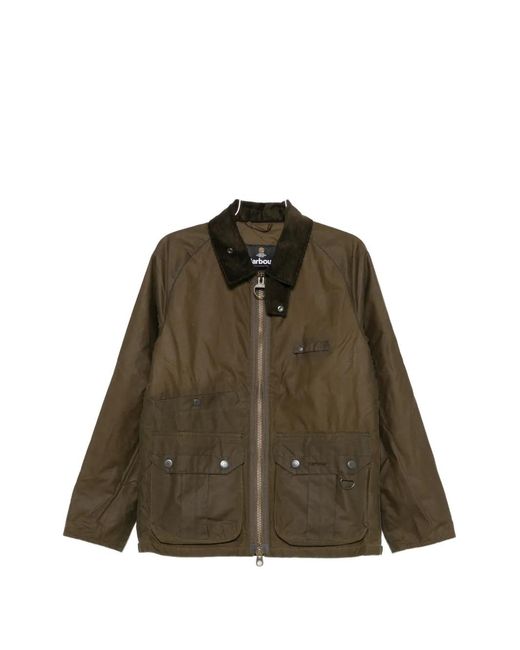 Barbour Green Corduroy-Collar Zip-Fastening Jacket for men