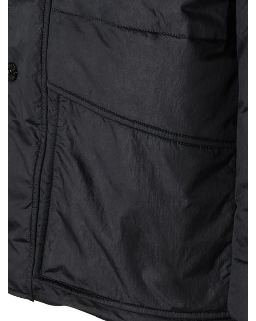 Stone Island Black Hooded Logo-Patch Jacket for men