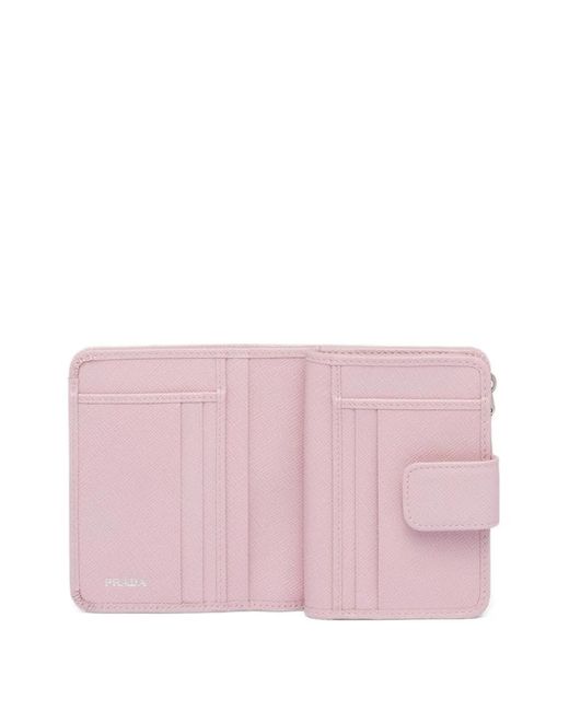 Prada Pink Small Triangle-Logo Leather Wallet