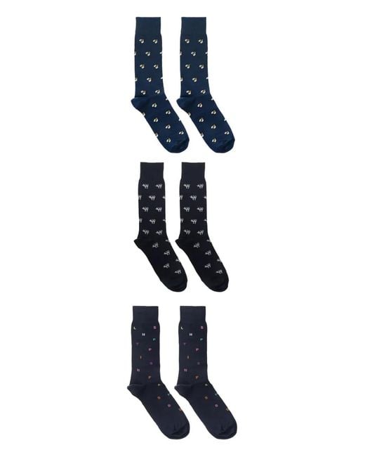 Paul Smith Blue Intarsia-Knit Socks for men