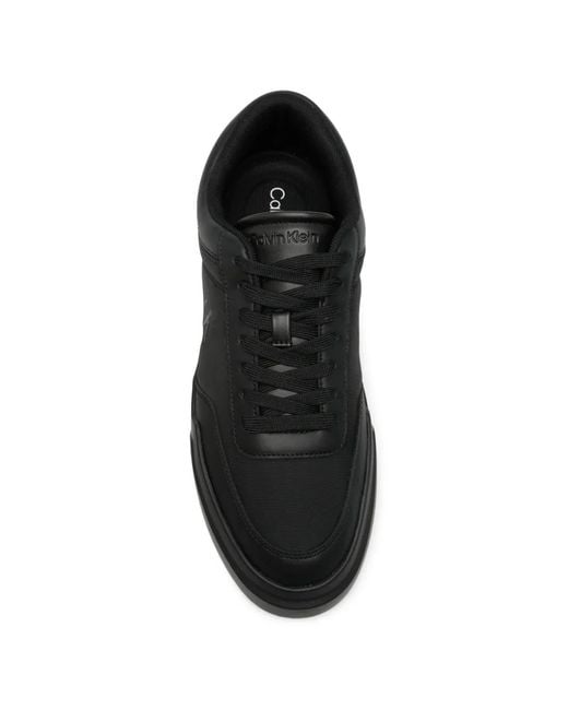 Calvin Klein Black Logo-Print Leather Sneakers for men