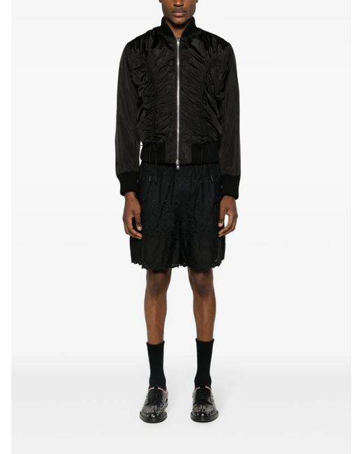 Simone Rocha Black Ruched Bomber Jacket for men