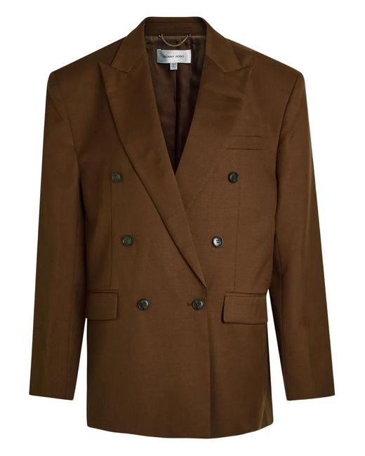 Ronny Kobo Brown Double-Breasted Blazer