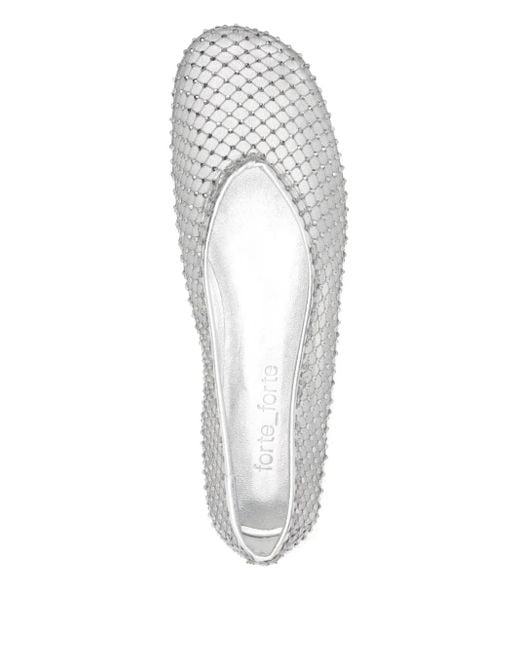 Forte_forte White Strass Mesh Ballerina
