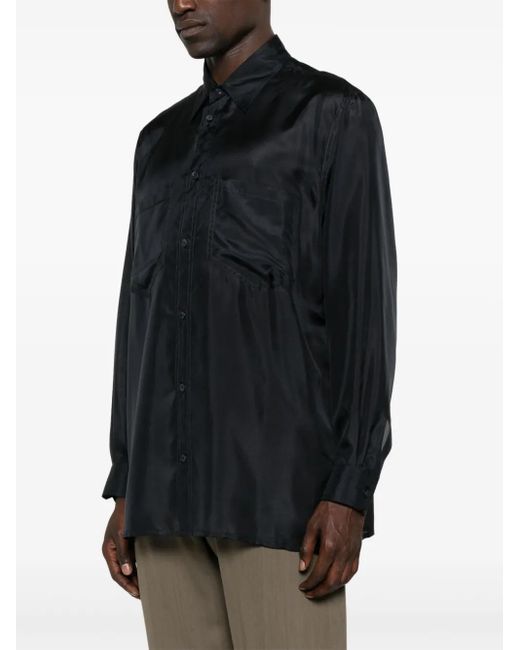 Emporio Armani Blue Silk Shirt for men