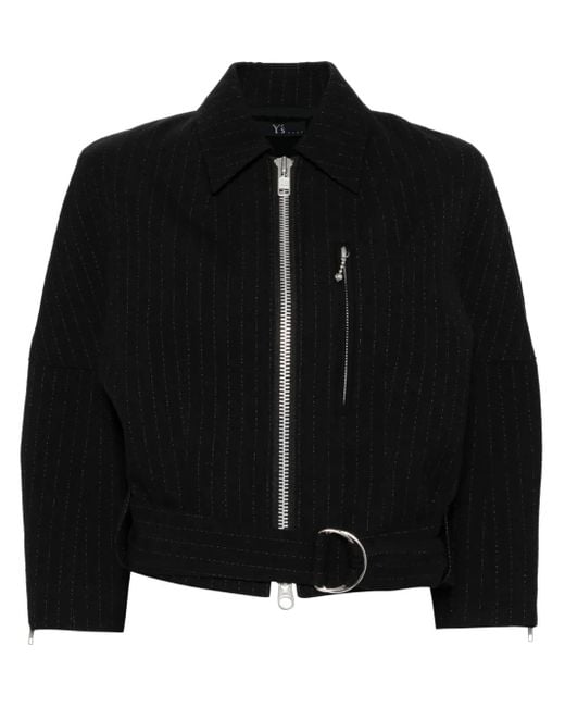 Y's Yohji Yamamoto Black Striped Zip-Up Jacket