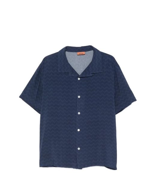 Missoni Blue Zigzag-Print Shirt for men
