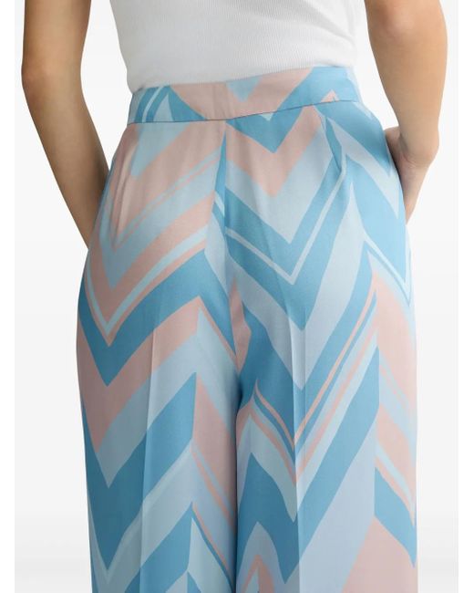 Liu Jo Blue Soft Light And Printed Trousers