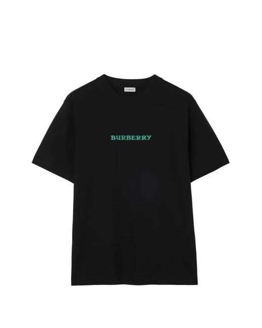 Burberry Black Heritage Logo Cotton T-Shirt for men