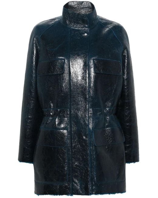 Fendi Blue Leather Coat