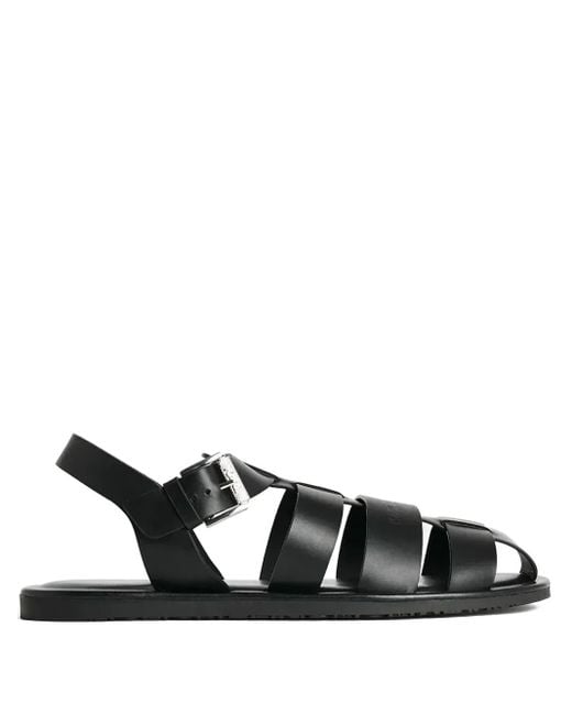 メンズ Karl Lagerfeld レザー サンダル Black