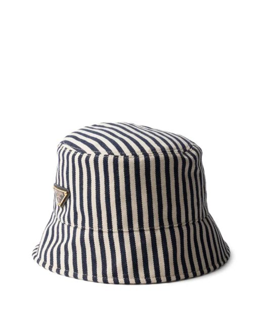Cappello Bucket A Righe di Prada in Black