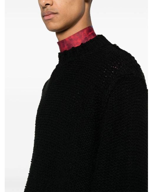 Sacai Black Exposed-seams Open-knit Jumper for men