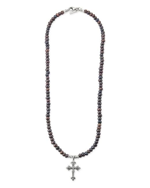 Emanuele Bicocchi White Avelli Cross Pearl Necklace