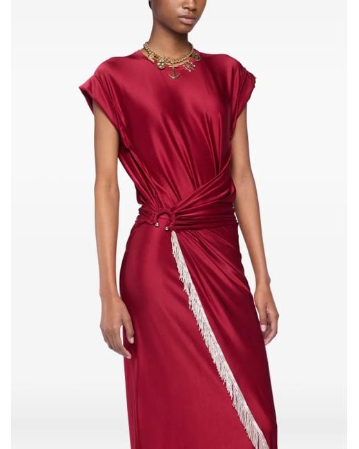 Rabanne Fringe-Detailed Gathered Dress