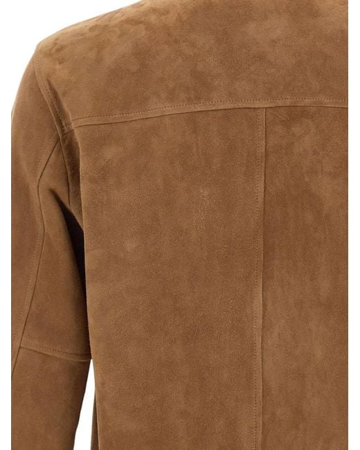 Volfagli Brown Veste Marte Buccio En Daim for men