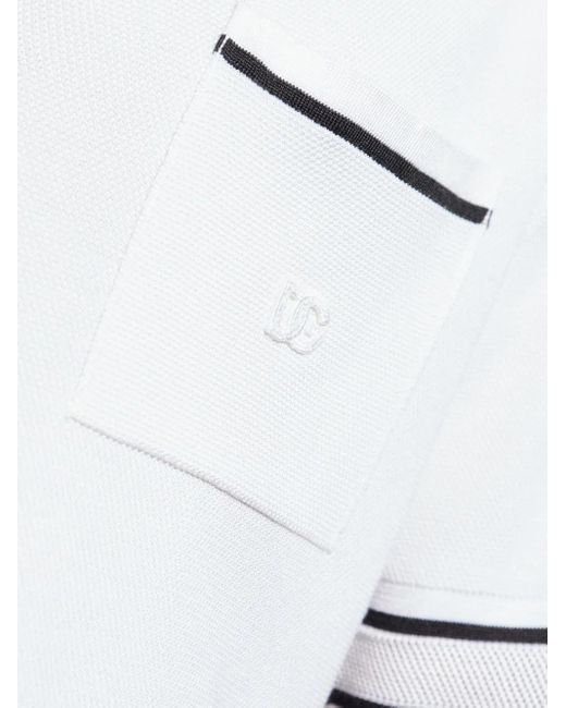 Dolce & Gabbana White Striped-Trim Polo-Neck Top for men