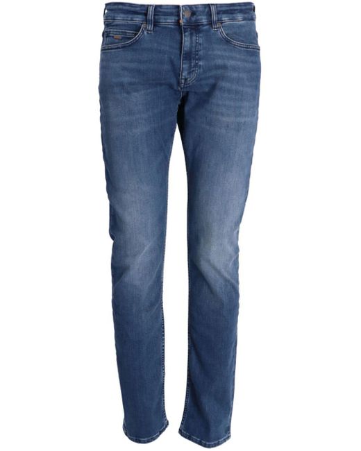 Boss Blue Mid-rise Tapered-leg Jeans for men