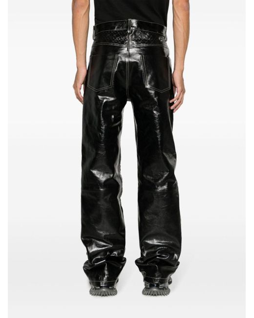 MARINE SERRE Black Moonogram Leather Trousers for men