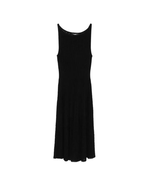 Antonino Valenti Black Isabela Ribbed-Knit Sleeveless Midi Dress