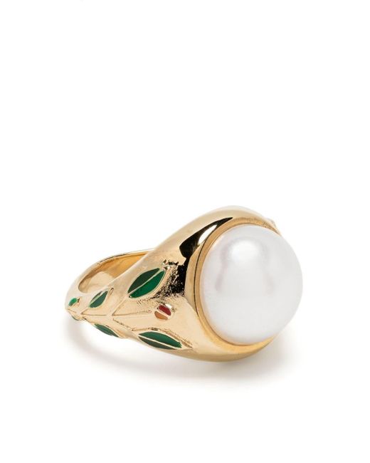 Casablancabrand Metallic Pearl Signet Ring