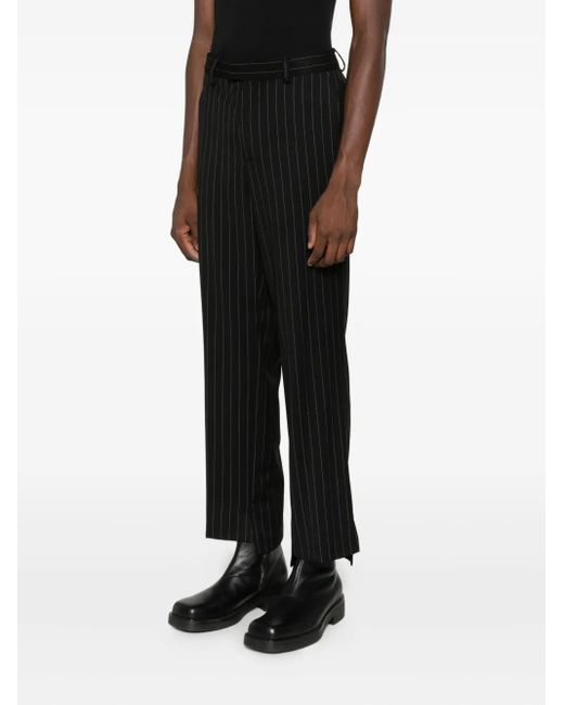 Notrainproof Black Pinstriped Tailored Trousers for men