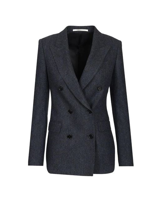 Tagliatore Blue Paris Herringbone Double-Breasted Jacket