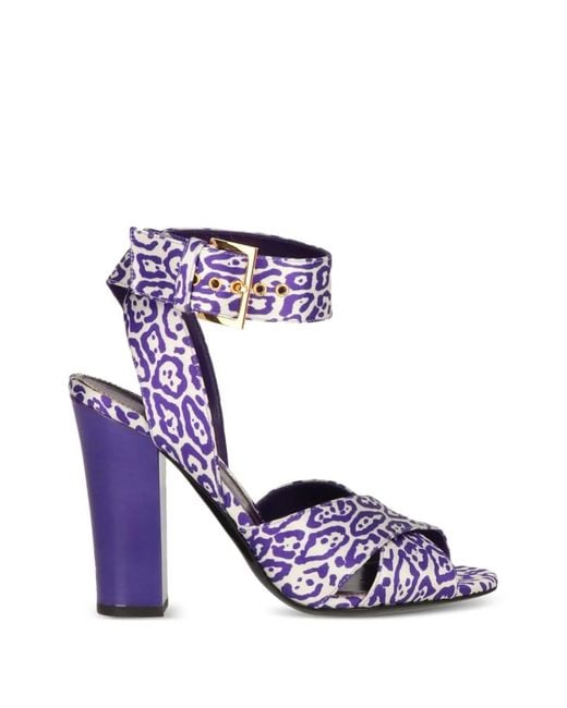 Tom Ford Blue Animal-Print Sandals