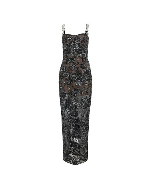 Bronx and Banco White Dahlia Sequin-Embellished Maxi Dress