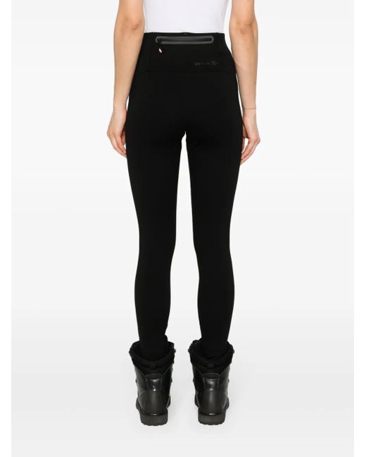 Moncler Black Rubberised-Logo Performance Leggings