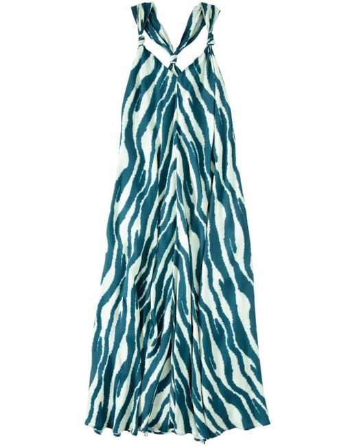 Closed Blue Maxi Dress Knotted Straps