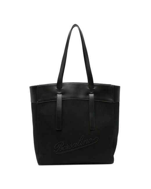Borsalino Black Logo-Embroidered Shoulder Bag
