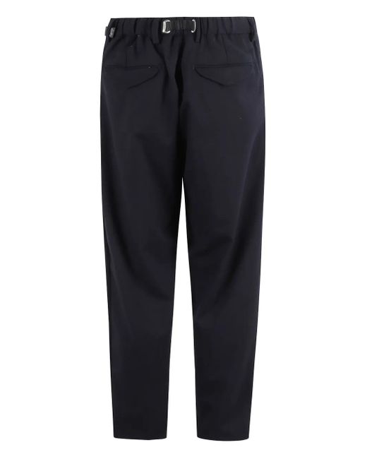 White Sand Blue Buckle-Fastening Pleated-Front Trousers for men