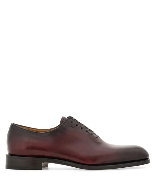 Ferragamo Brown Tramezza Lace-Up Leather Oxford Shoes for men