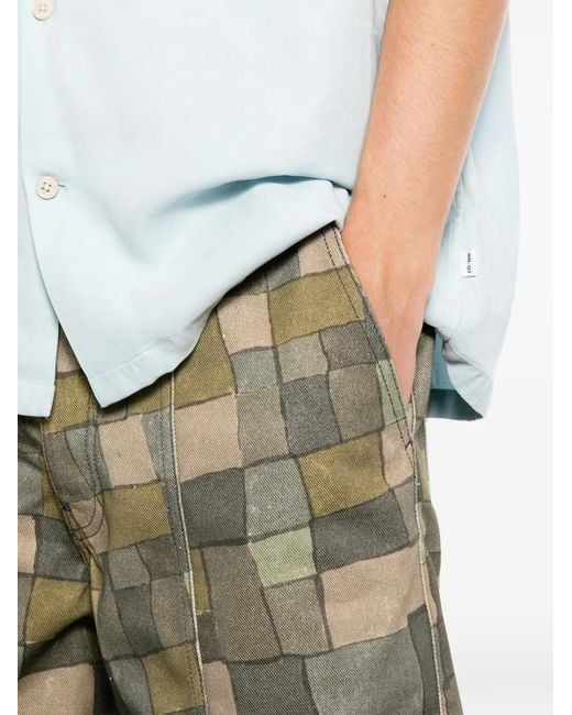 Maison Kitsuné Geruite Shorts in het Green voor heren
