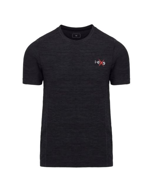 I-Exe Black X-Dray Logo-Print Melange T-Shirt for men