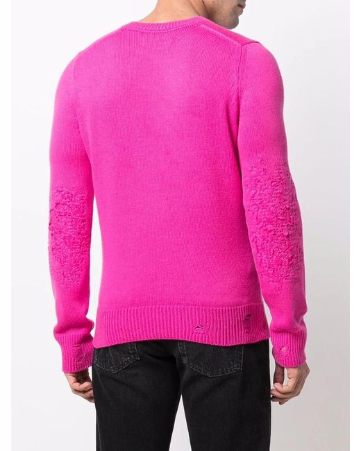 Amiri Pink Distressed-Effect Cashmere Jumper for men
