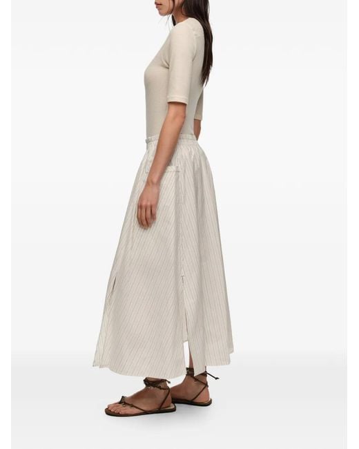 Bimba Y Lola White Striped Midi Skirt