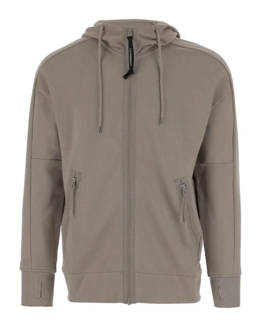 C P Company Gray Goggle Zip-Up Hoodie for men