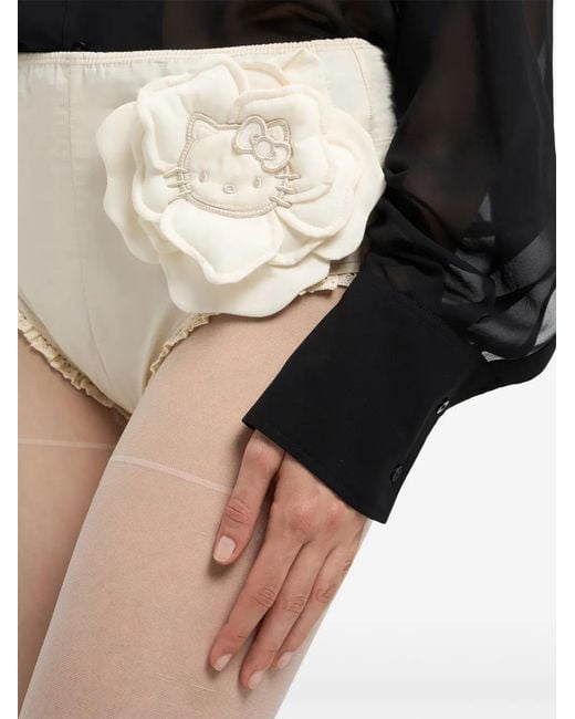 Gcds Natural Poplin Embroidered Elasticated Shorts