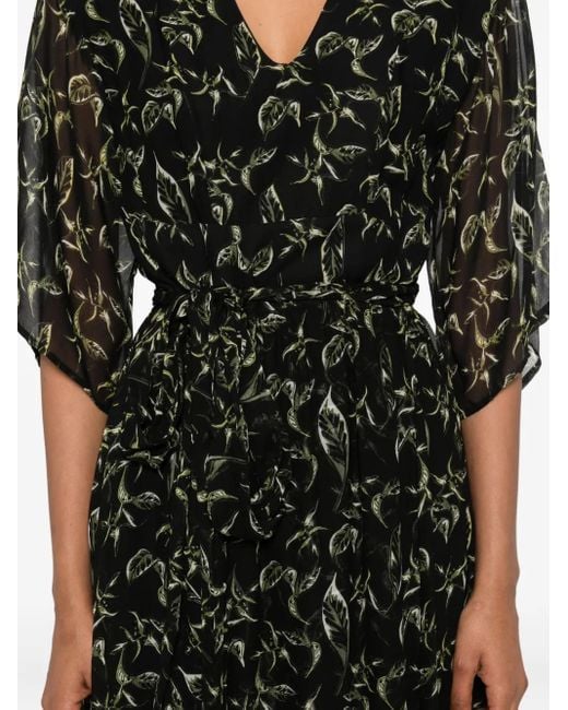 Marc O' Polo Black Floral Belted Maxi Dress