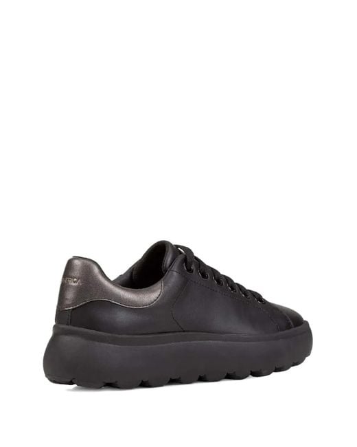 Geox Black Leather Platform Sneakers