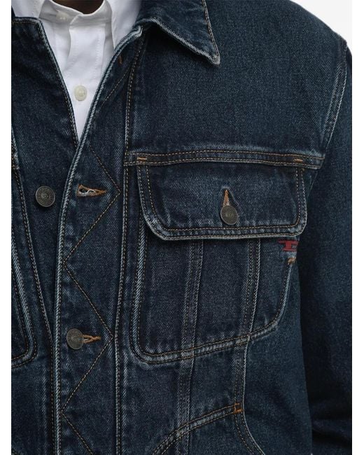 DIESEL Blue Contrast-Stitch Denim Jacket