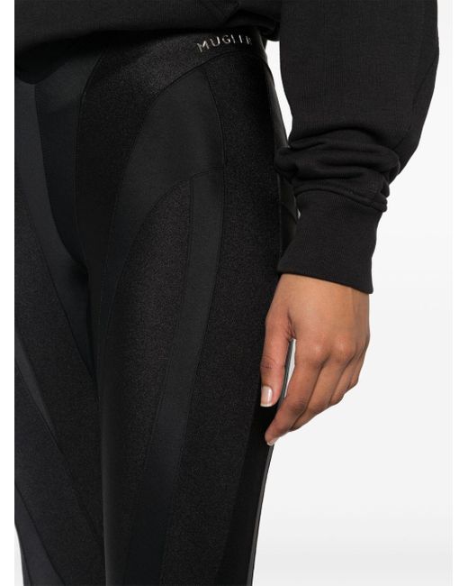 Mugler Black Spiral Panelled leggings - Women's - Polyamide/elastane