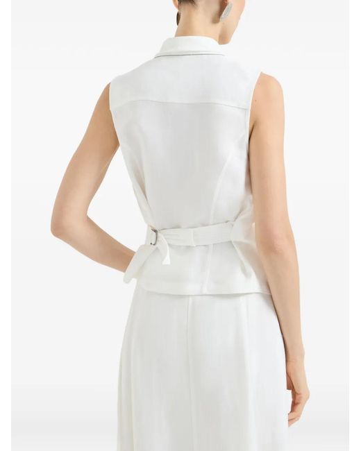 Brunello Cucinelli White V-Neck Vest