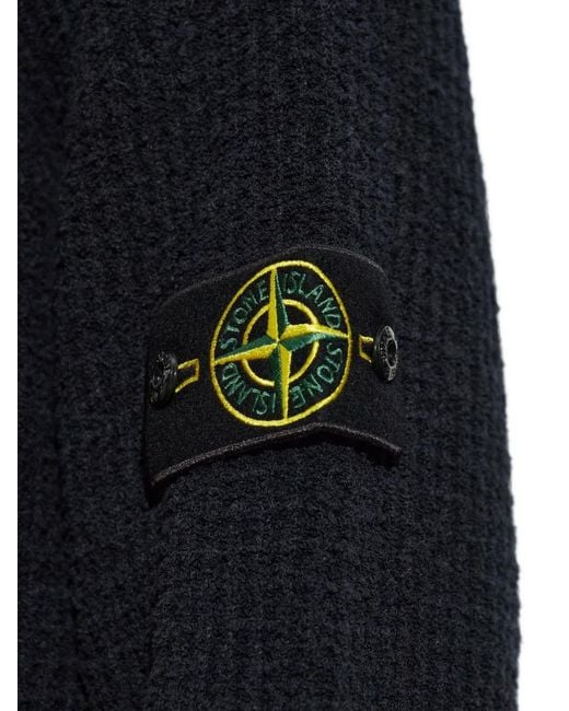 Stone Island Blue Logo-Patch Long-Sleeve Sweater for men